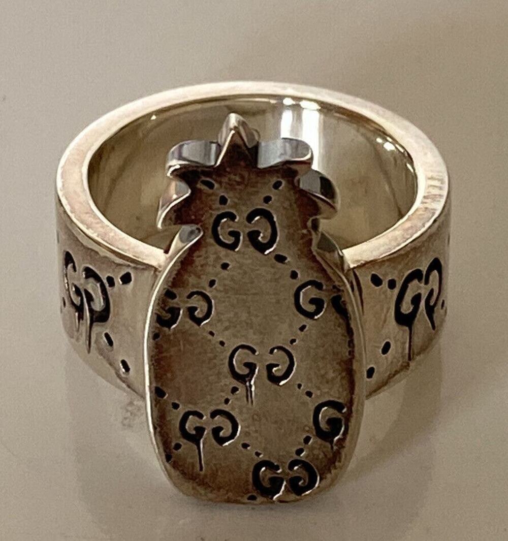 GUCCI GG Pineapple Sterling Silver 925 Ring Size 13 Gucci (16.8 mm) 476829 New